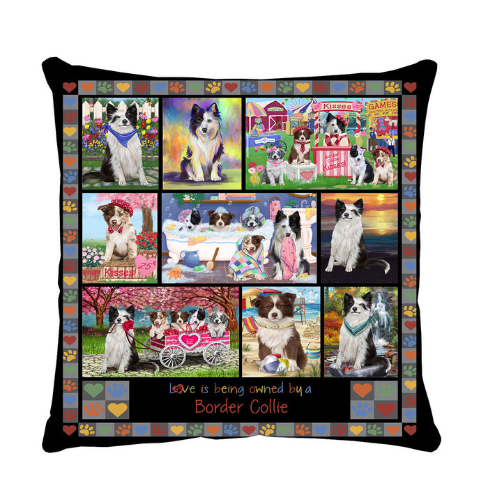 Love is Being Owned Border Collie Dog Grey Pillow PIL84680