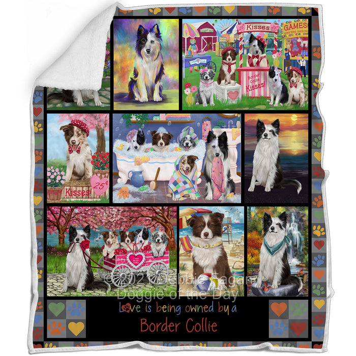 Love is Being Owned Border Collie Dog Grey Blanket BLNKT137127