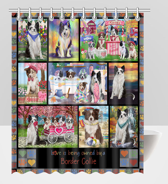 Love is Being Owned Border Collie Dog Grey Shower Curtain
