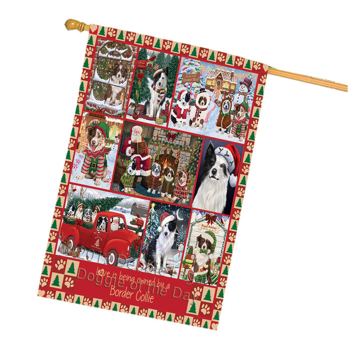 Love is Being Owned Christmas Border Collie Dogs House Flag FLG66045