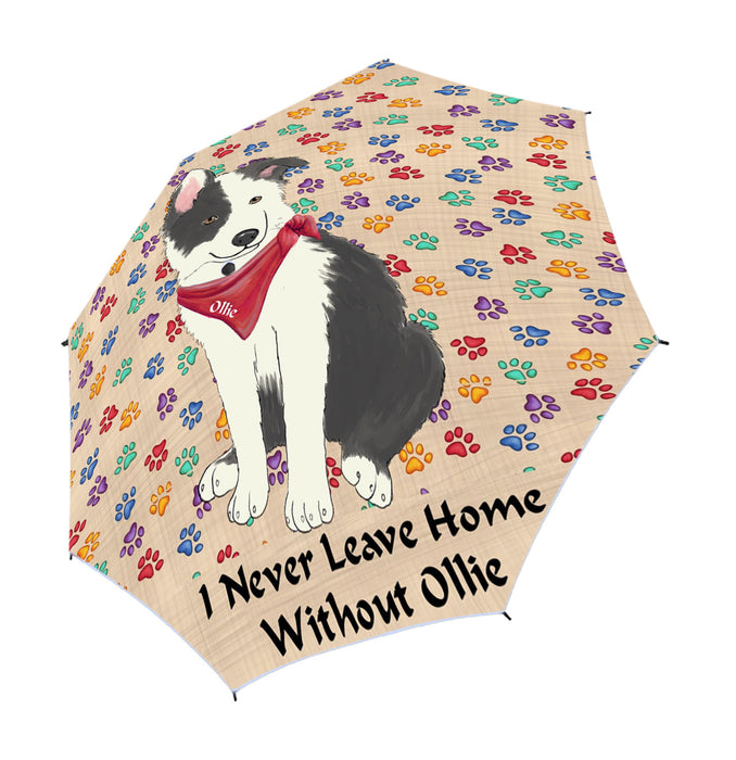 Custom Pet Name Personalized I never Leave Home Border Collie Dog Semi-Automatic Foldable Umbrella