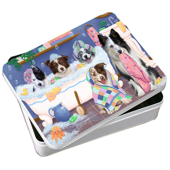 Rub A Dub Dogs In A Tub Border Collies Dog Photo Storage Tin PITN56713