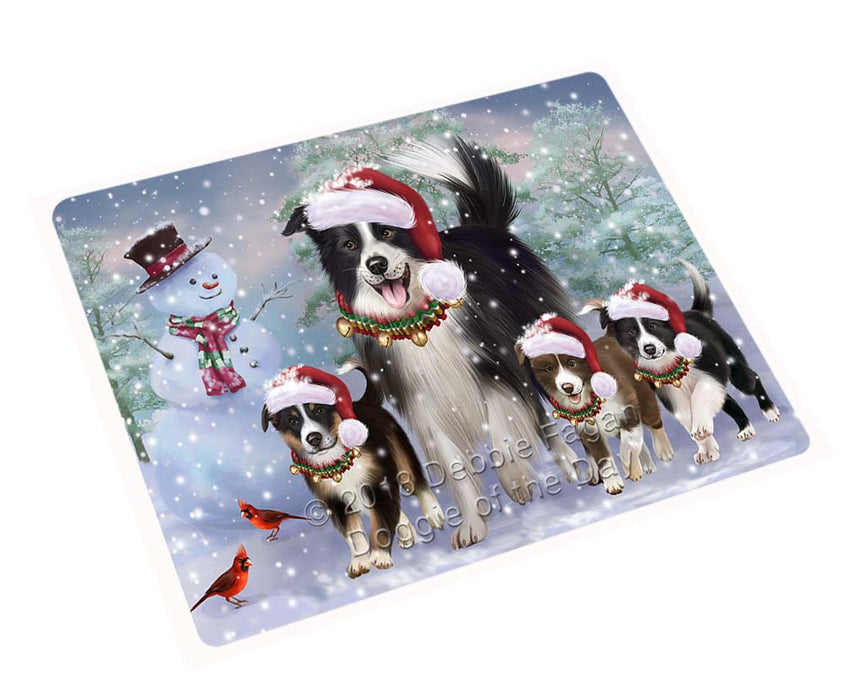 Christmas Running Family Border Collies Dog Cutting Board C71529