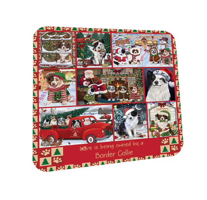 Love is Being Owned Christmas Border Collie Dogs Coasters Set of 4 CST57164
