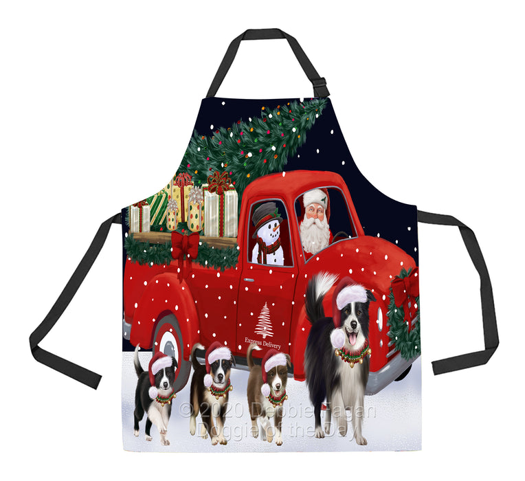 Christmas Express Delivery Red Truck Running Border Collie Dogs Apron Apron-48108
