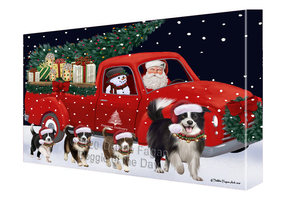 Christmas Express Delivery Red Truck Running Border Collie Dogs Canvas Print Wall Art Décor CVS145925