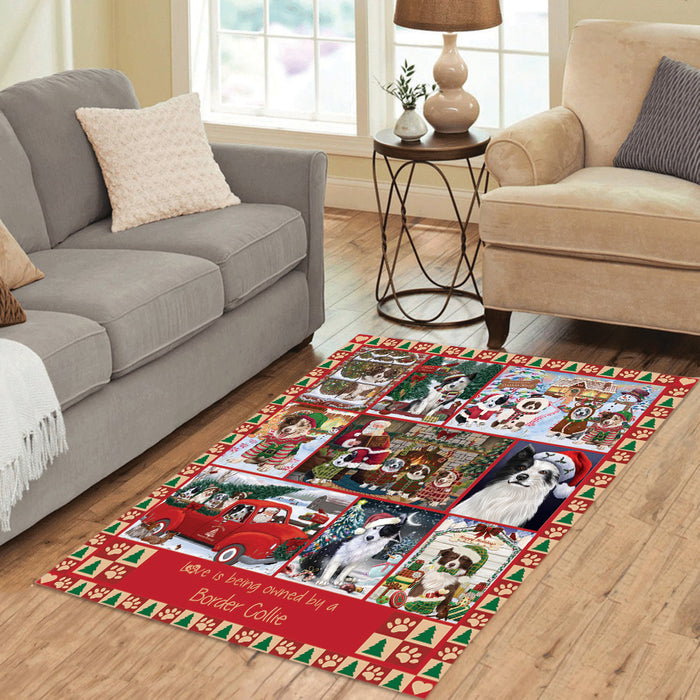 Love is Being Owned Christmas Border Collie Dogs Area Rug