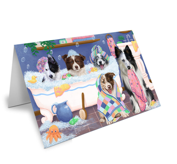 Rub A Dub Dogs In A Tub Border Collies Dog Handmade Artwork Assorted Pets Greeting Cards and Note Cards with Envelopes for All Occasions and Holiday Seasons GCD74825