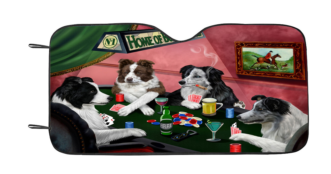 Home of  Border Collie Dogs Playing Poker Car Sun Shade