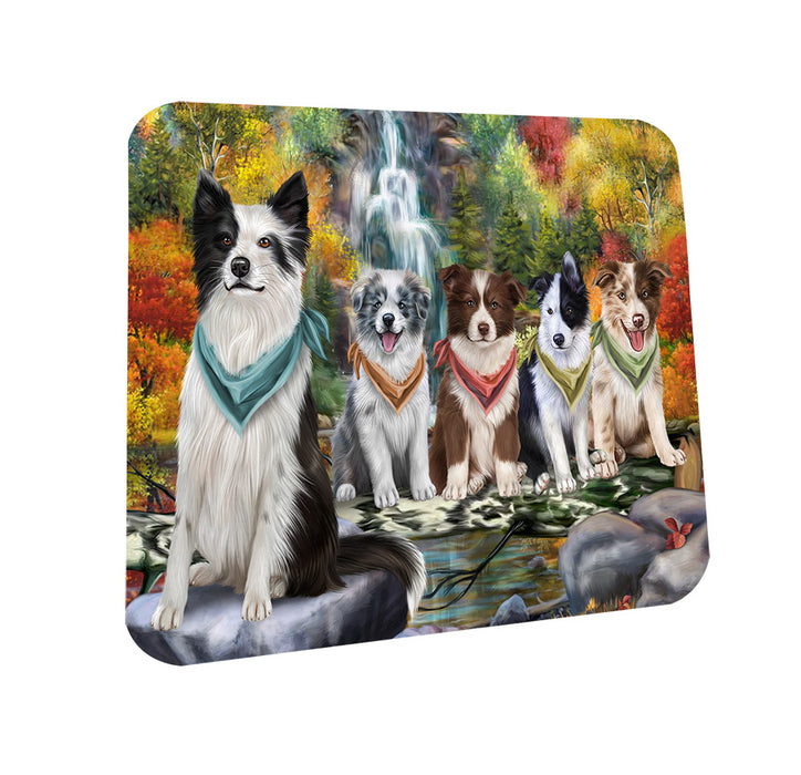 Scenic Waterfall Border Collies Dog Coasters Set of 4 CST49614