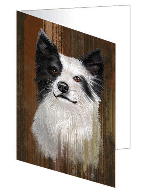 Rustic Border Collie Dog Handmade Artwork Assorted Pets Greeting Cards and Note Cards with Envelopes for All Occasions and Holiday Seasons GCD55085