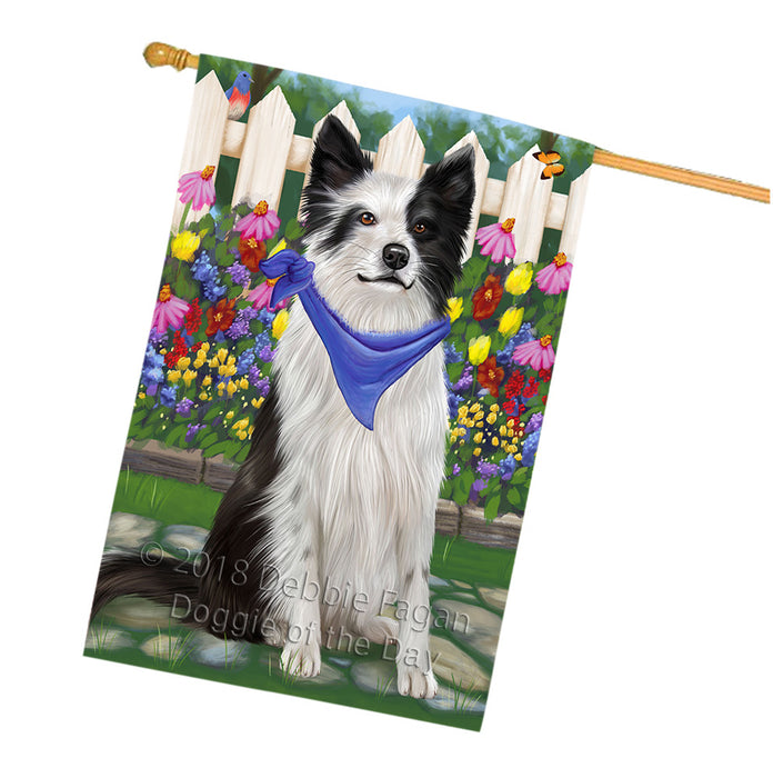 Spring Floral Border Collie Dog House Flag FLG49763