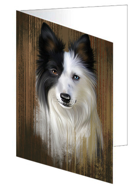 Rustic Border Collie Dog Handmade Artwork Assorted Pets Greeting Cards and Note Cards with Envelopes for All Occasions and Holiday Seasons GCD55640