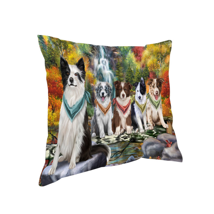 Scenic Waterfall Border Collies Dog Pillow PIL54676