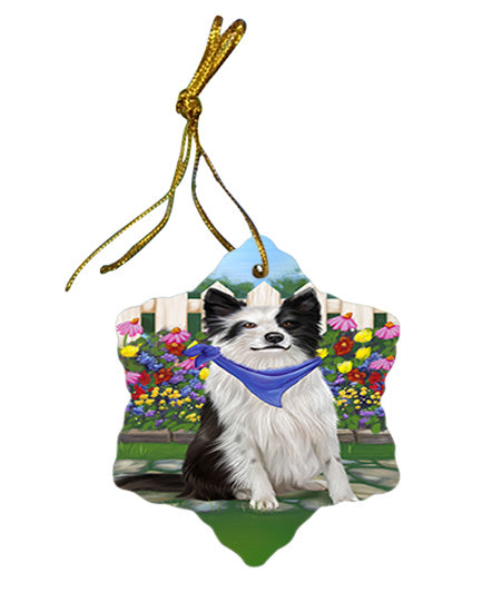 Spring Floral Border Collie Dog Star Porcelain Ornament SPOR49790