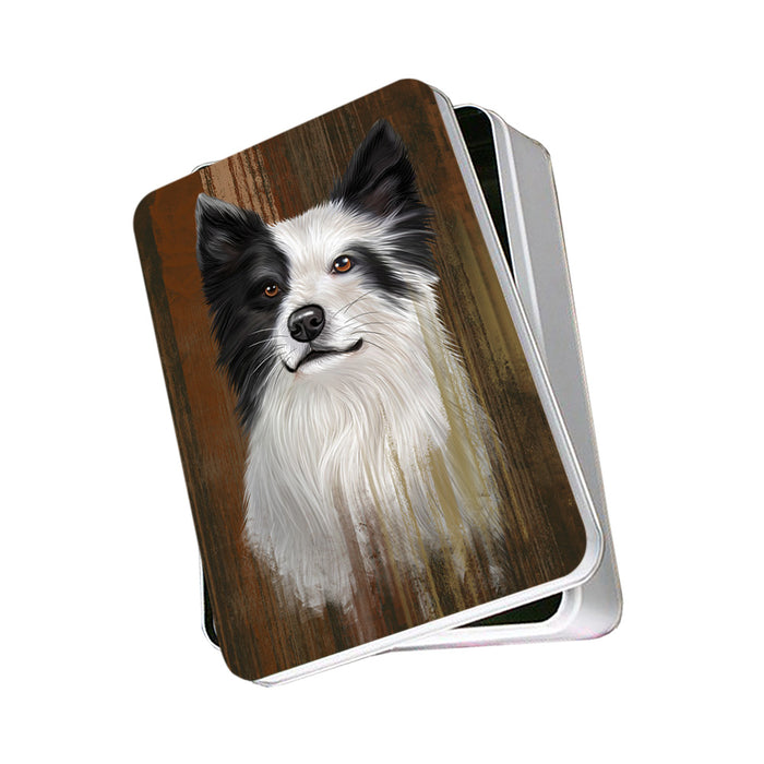 Rustic Border Collie Dog Photo Storage Tin PITN50352