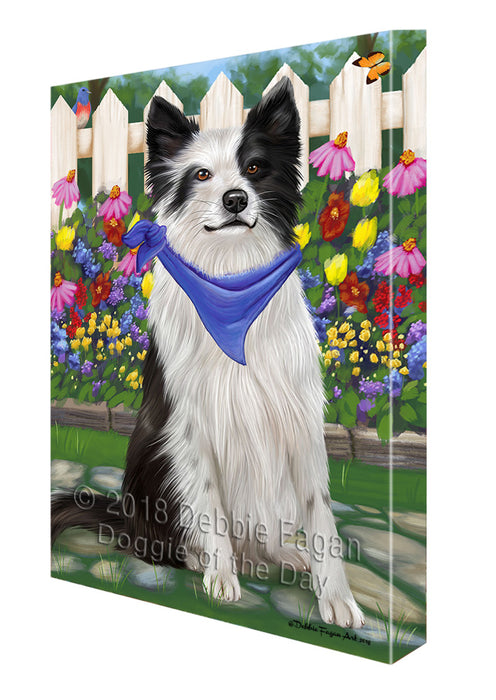Spring Floral Border Collie Dog Canvas Wall Art CVS63934
