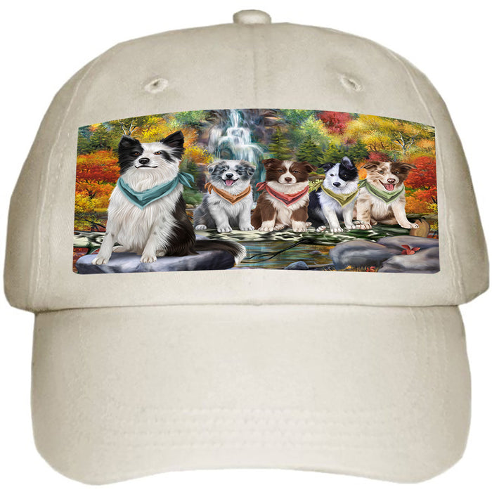 Scenic Waterfall Border Collies Dog Ball Hat Cap HAT52848