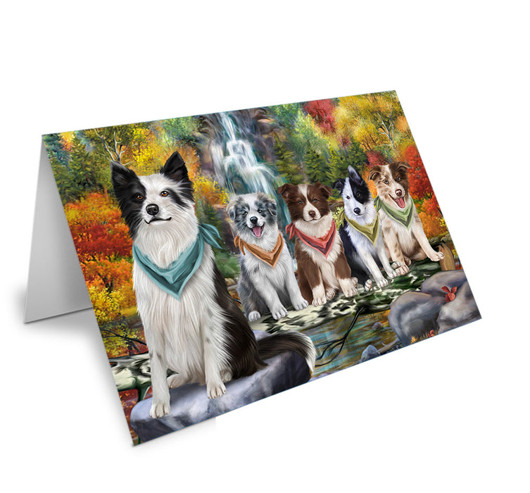 Scenic Waterfall Border Collies Dog Handmade Artwork Assorted Pets Greeting Cards and Note Cards with Envelopes for All Occasions and Holiday Seasons GCD53144