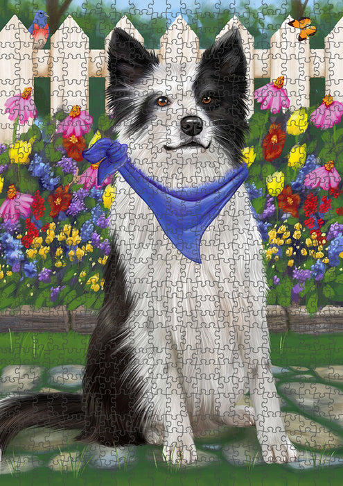 Spring Floral Border Collie Dog Puzzle with Photo Tin PUZL53100