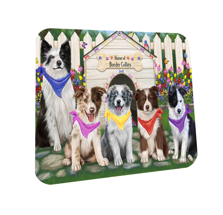 Spring Dog House Border Collies Dog Coasters Set of 4 CST49758