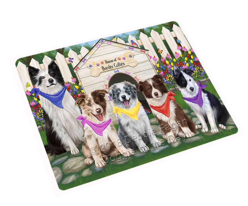 Spring Floral Border Collie Dog Tempered Cutting Board C53262