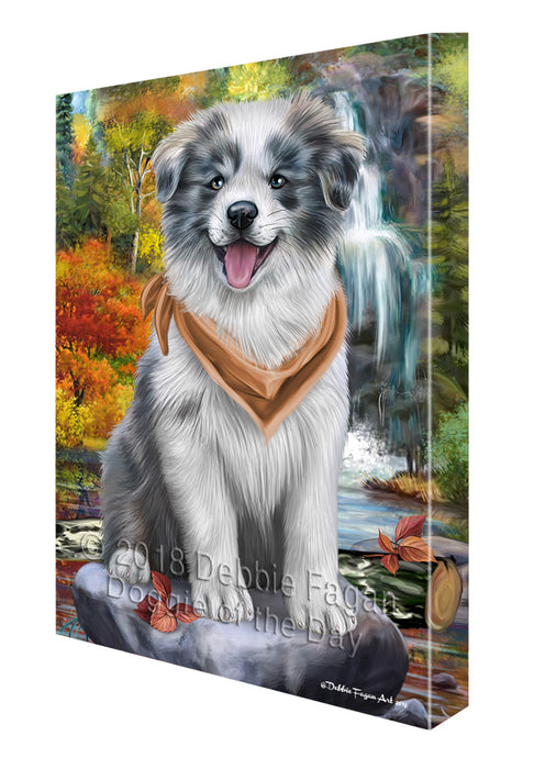 Scenic Waterfall Border Collie Dog Canvas Wall Art CVS63106