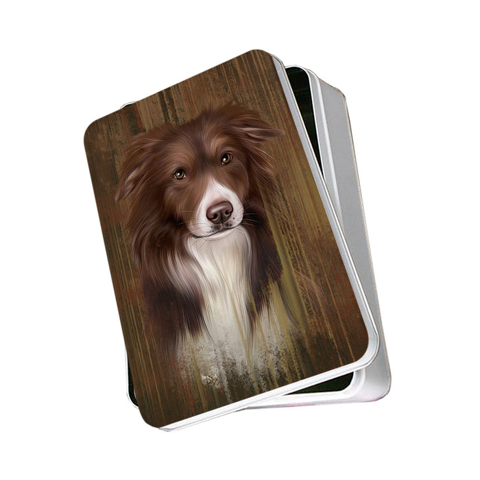 Rustic Border Collie Dog Photo Storage Tin PITN50532