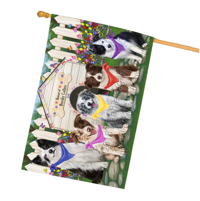 Spring Dog House Border Collies Dog House Flag FLG49764