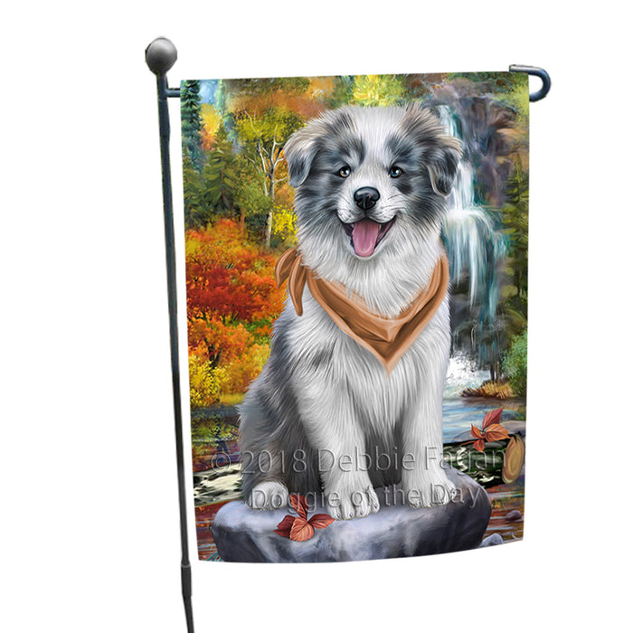 Scenic Waterfall Border Collie Dog Garden Flag GFLG49535