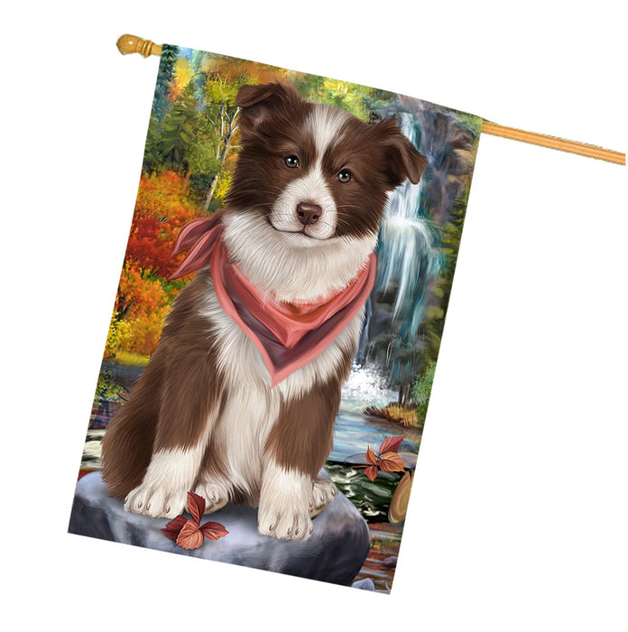 Scenic Waterfall Border Collie Dog House Flag FLG49672