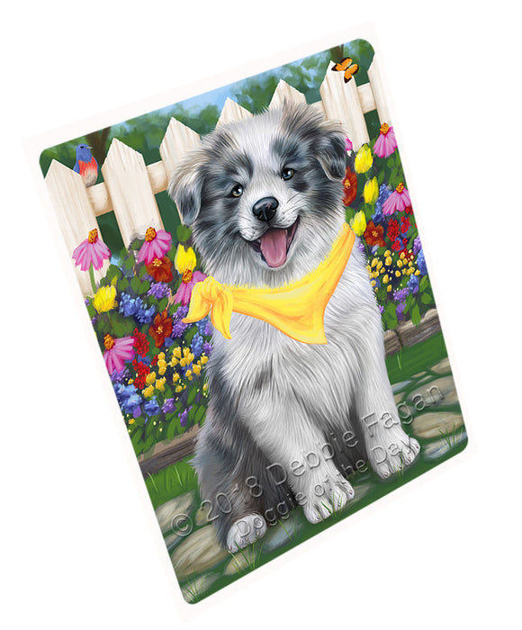 Spring Dog House Border Collies Dog Tempered Cutting Board C53265