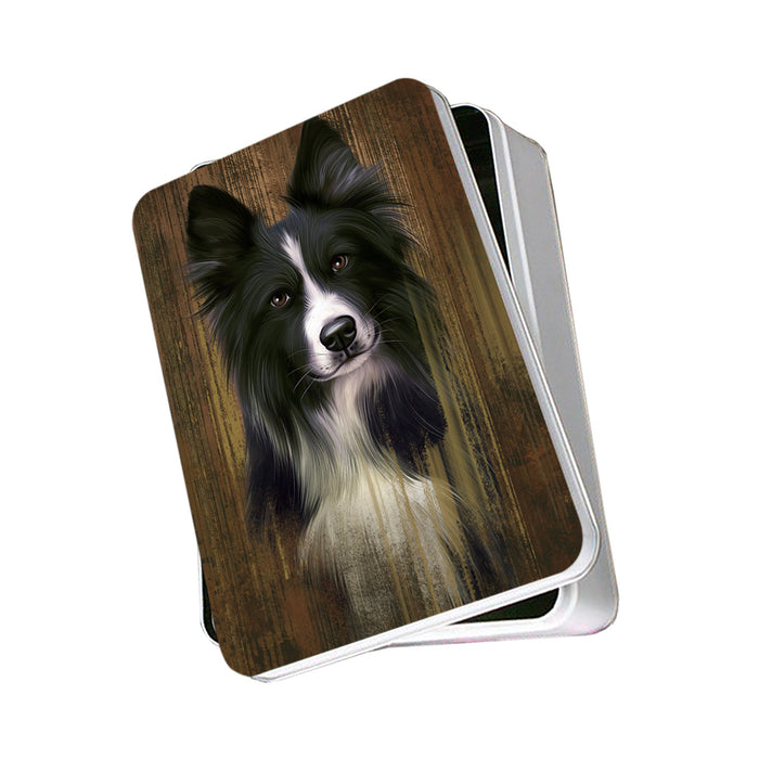 Rustic Border Collie Dog Photo Storage Tin PITN50533