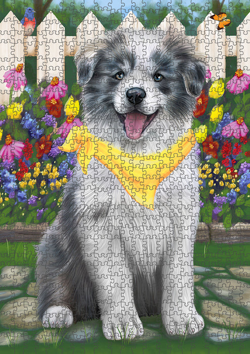Spring Floral Border Collie Dog Puzzle with Photo Tin PUZL53106