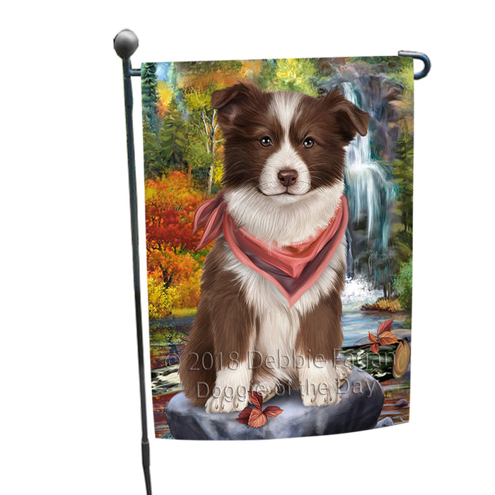 Scenic Waterfall Border Collie Dog Garden Flag GFLG49536