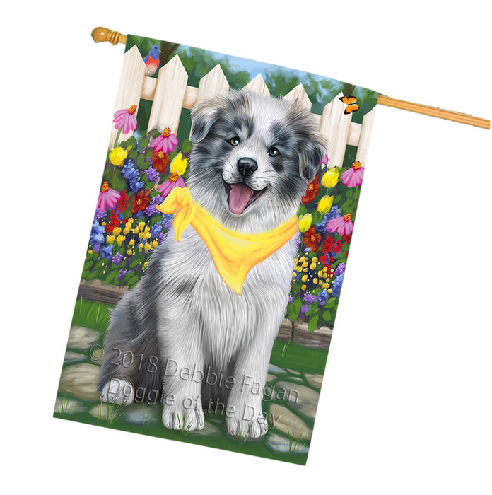 Spring Floral Border Collie Dog House Flag FLG49765