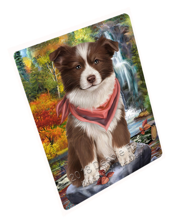Scenic Waterfall Border Collie Dog Tempered Cutting Board C52986