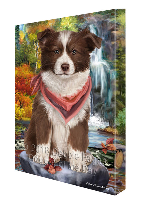 Scenic Waterfall Border Collie Dog Canvas Wall Art CVS63115