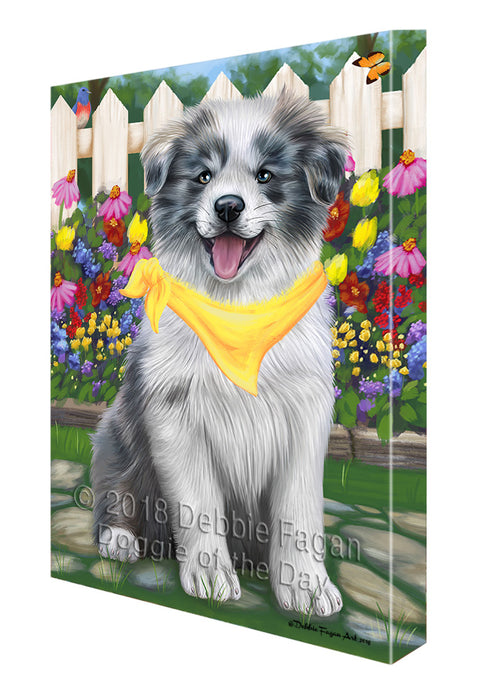 Spring Floral Border Collie Dog Canvas Wall Art CVS63952