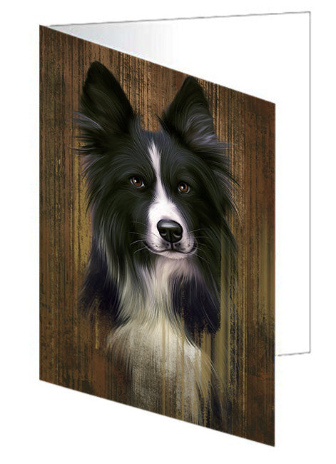 Rustic Border Collie Dog Handmade Artwork Assorted Pets Greeting Cards and Note Cards with Envelopes for All Occasions and Holiday Seasons GCD55646