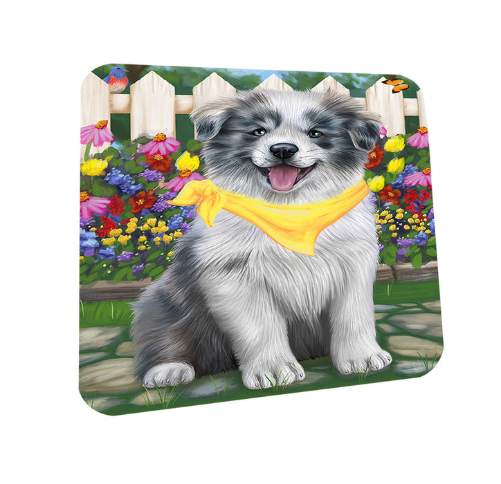 Spring Floral Border Collie Dog Coasters Set of 4 CST49759