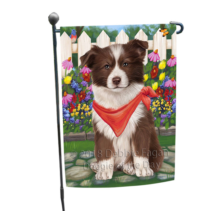 Spring Floral Border Collie Dog Garden Flag GFLG49630