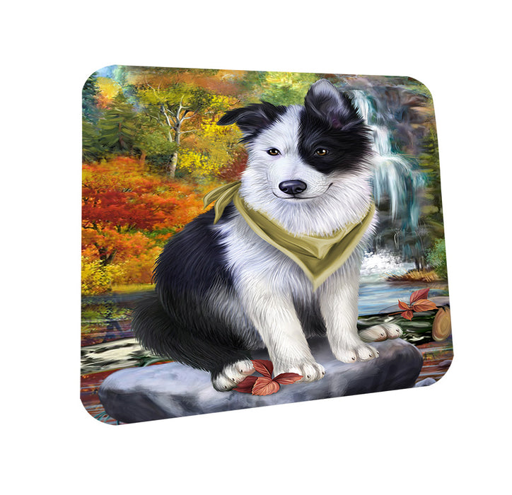 Scenic Waterfall Border Collie Dog Coasters Set of 4 CST49617