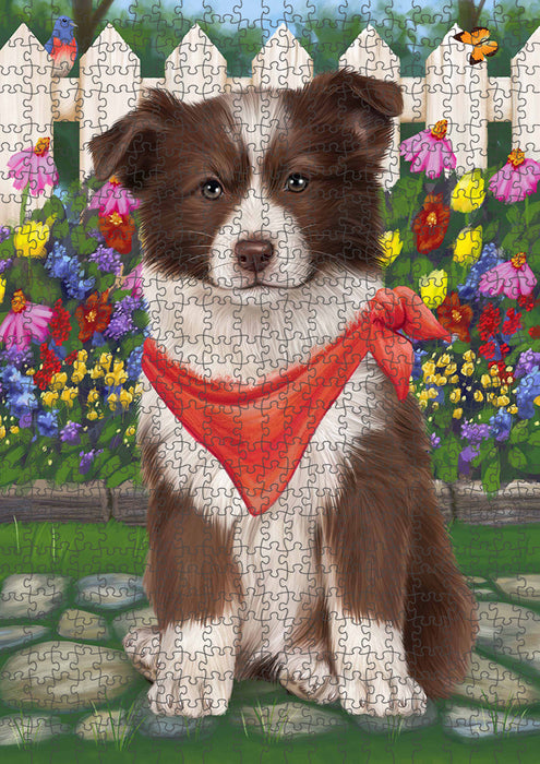 Spring Floral Border Collie Dog Puzzle with Photo Tin PUZL53109