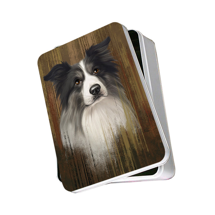 Rustic Border Collie Dog Photo Storage Tin PITN50534