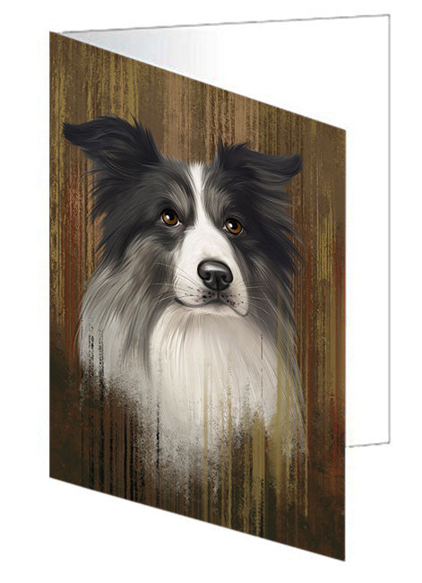 Rustic Border Collie Dog Handmade Artwork Assorted Pets Greeting Cards and Note Cards with Envelopes for All Occasions and Holiday Seasons GCD55649
