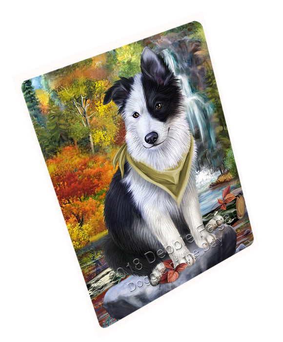 Scenic Waterfall Border Collie Dog Tempered Cutting Board C52989