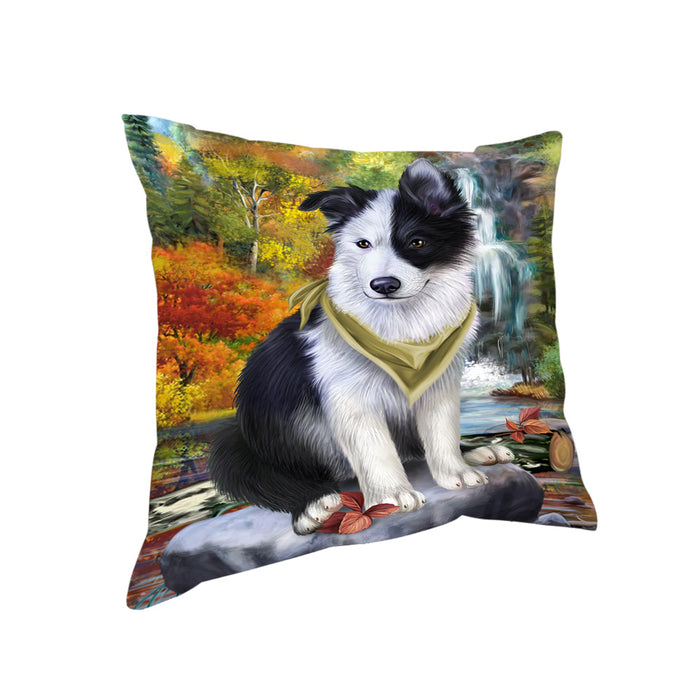 Scenic Waterfall Border Collie Dog Pillow PIL54688