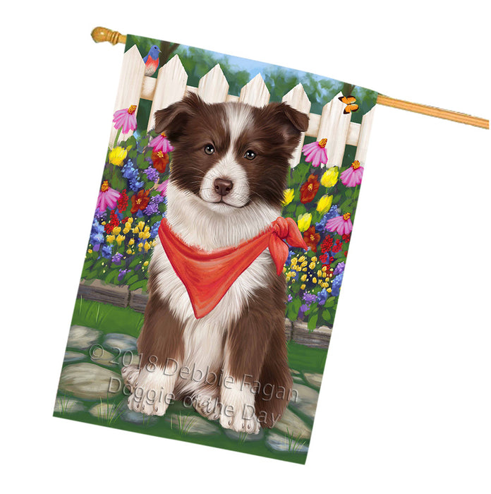 Spring Floral Border Collie Dog House Flag FLG49766