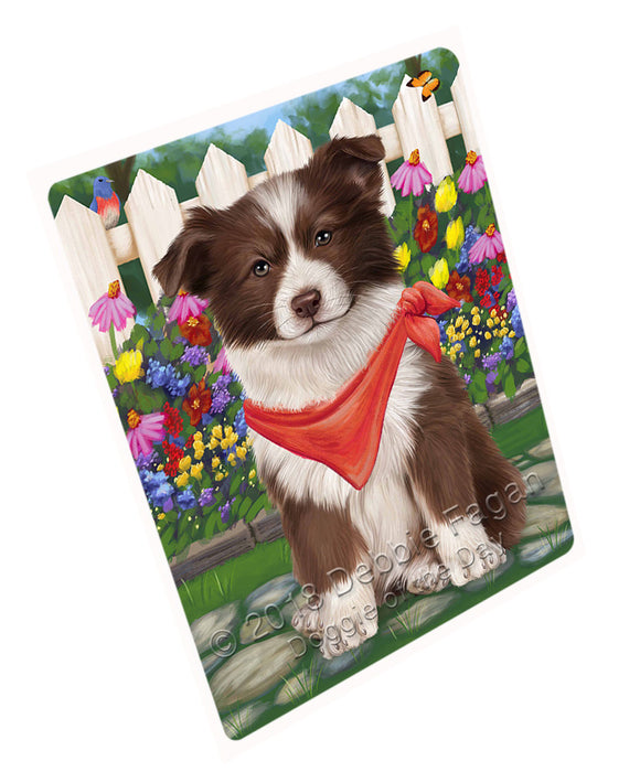 Spring Floral Border Collie Dog Tempered Cutting Board C53268